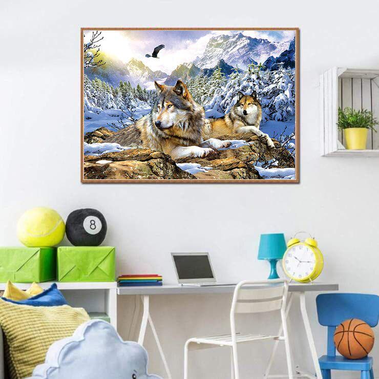 Diamond Painting Embroidery Snow Wolf Needlework Gift Full Diamond Mosaic Cross Stitch 20X30CM