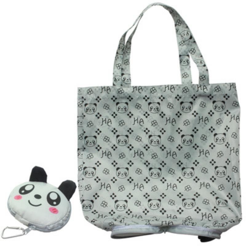 Cartoon Animal Folding Shopping Bag Reusable Foldable Portable Supermarket Shopping Bag for Groceries Tote Pouch Women's Handbag white