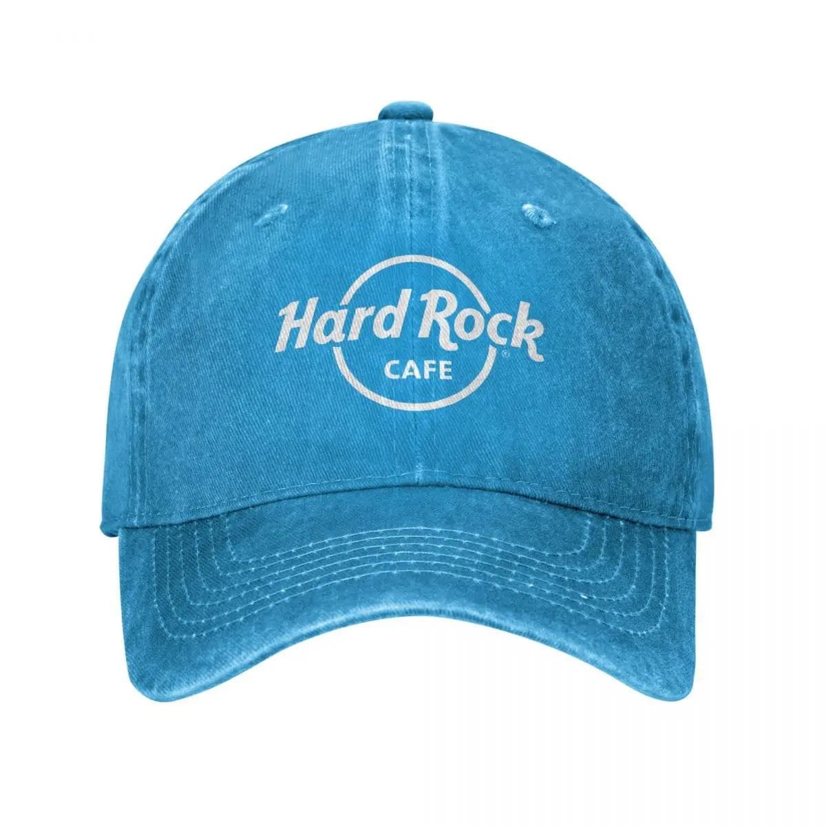 Hard Rock Logo Cafes Baseball Cap Vintage Distressed Denim Washed Restaurant Bar Cap Men Women Outdoor All Hat Adjustable blue