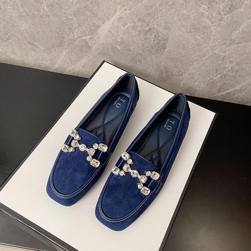 Spring Autumn Shoes Women Flats Soft Fashion Brand Office Ladies Single Shoes Black Blue Plus Size 42 37 blue