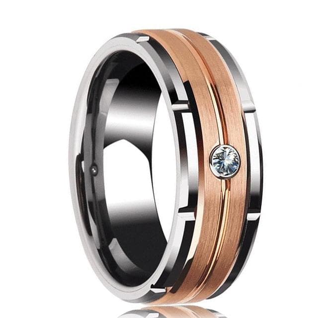 Fashion 8mm Men Red Groove Beveled Edge Stainless Steel Celtic Dragon Ring Zircon Inlay Red Carbon Fibre Ring Men Wedding Band 12