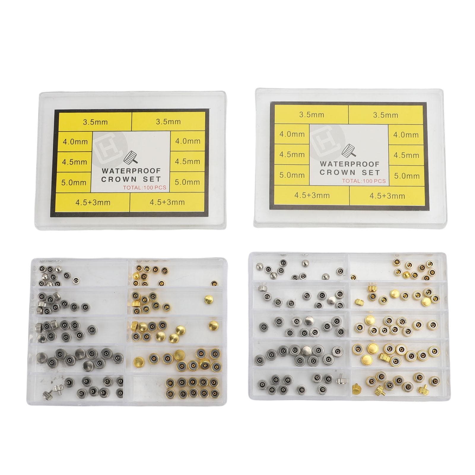 200Pcs Stainless Steel Watch Crown Multifunctional Watch Crown Set Watch Repair Tool for Watchmaker