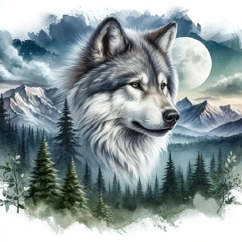 5D Diamond Painting Animal Wolf Head Full Round/Square Diamond Modern Home Decoration Wall Decoration Painting Full Round 20x20CM
