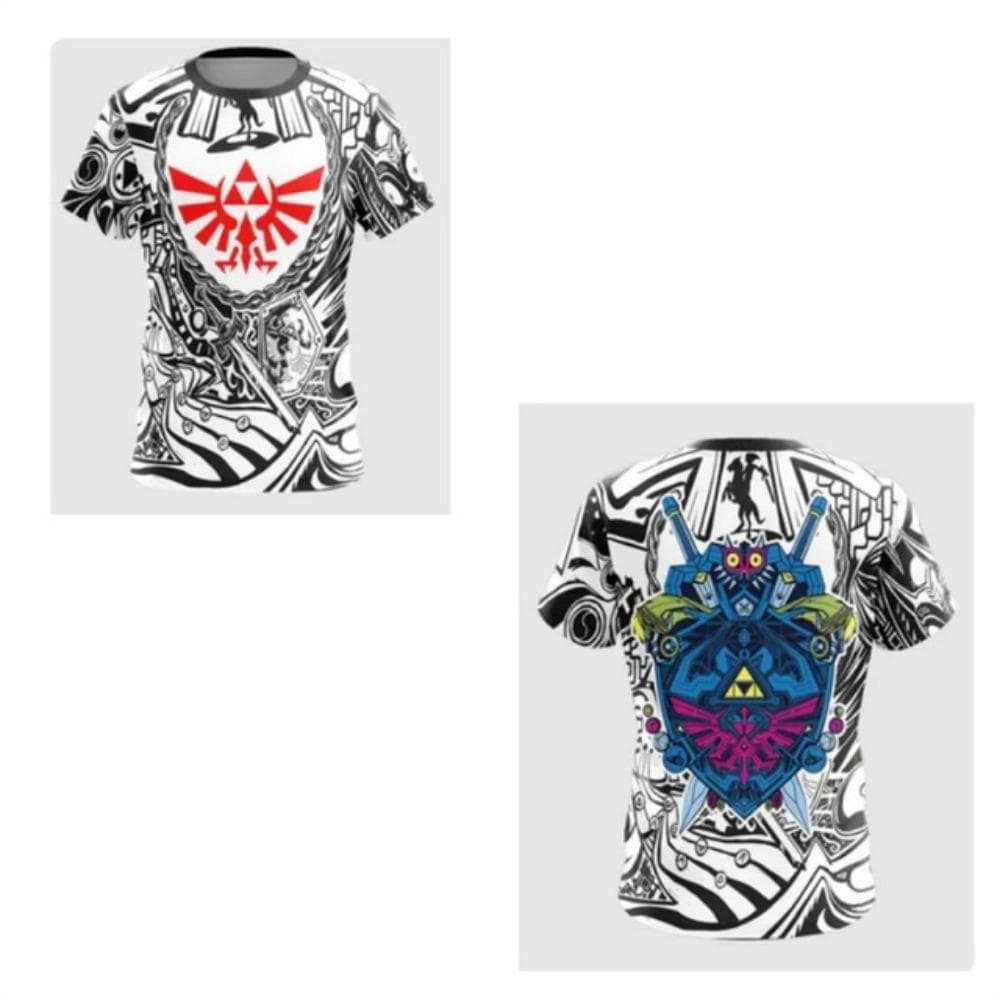 Zelda Cosplay Summer Men's Ethnic Elements Comfortable and Breathable Mesh T-shirt Men's Street Leisure Round Neck Short sleeved L
