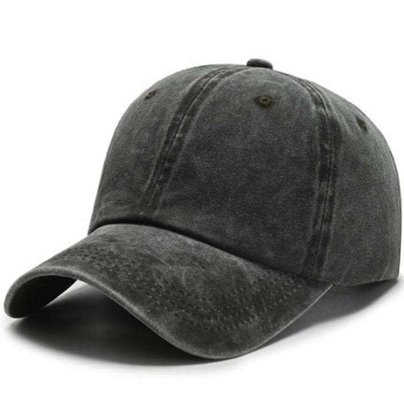 New Unisex Cap Adjustable Washed Cotton Solid Color Plain Baseball Cap Streetwear Leisure Hat Cap 54cm-60cm army green