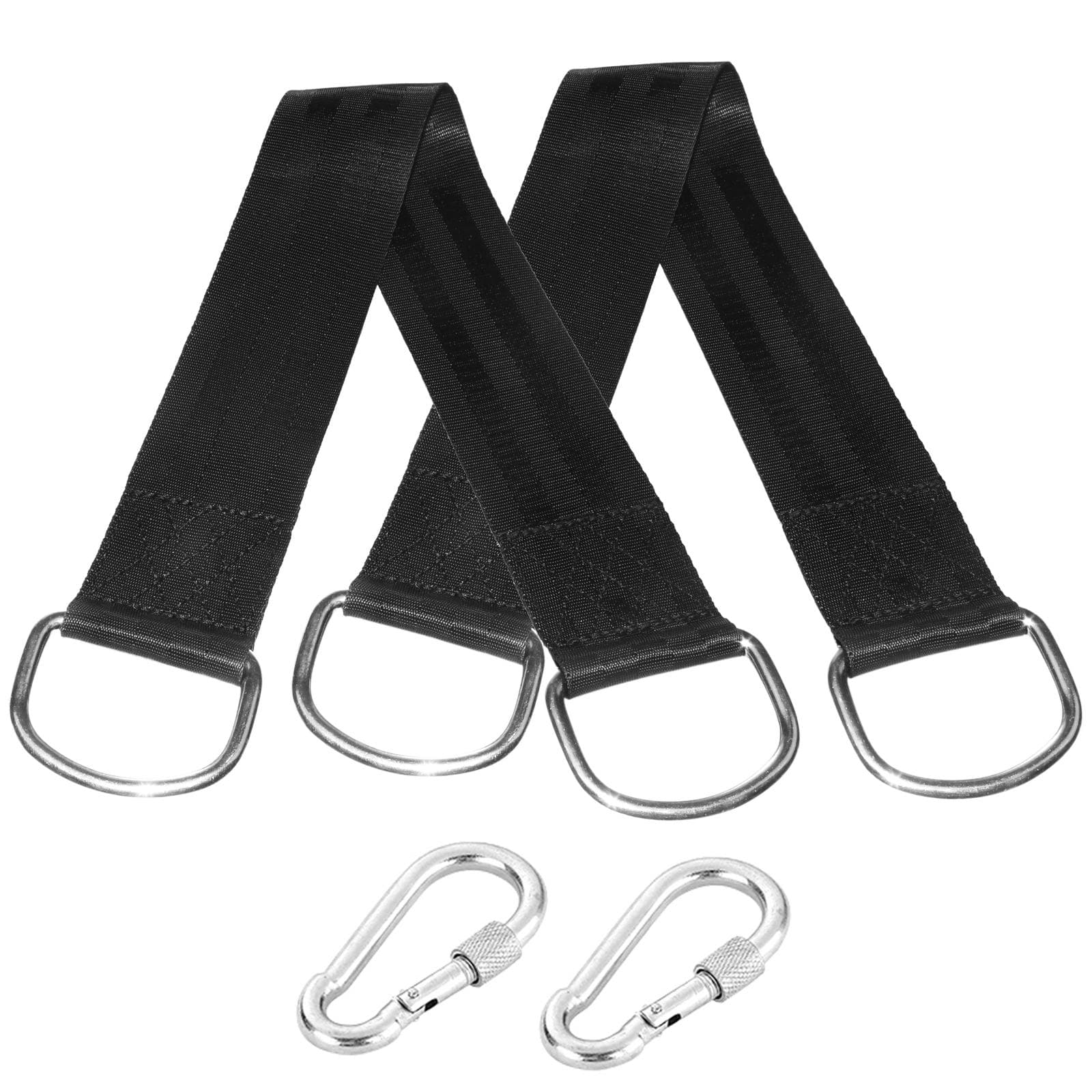 Tree Swing Straps Hanging Kit with Carabiners Storage Bag Outdoor Swing Hangers for Hammocks Swings black