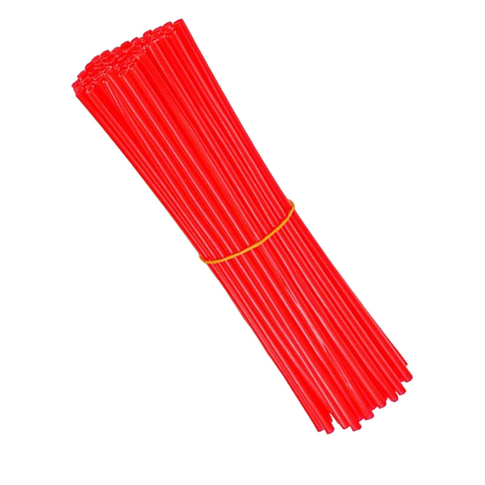 72pcs Bicycle Spoke Skins Decorative Cool Universal Spoke Wrap Cover for Mountain Dirt Kids Bike red