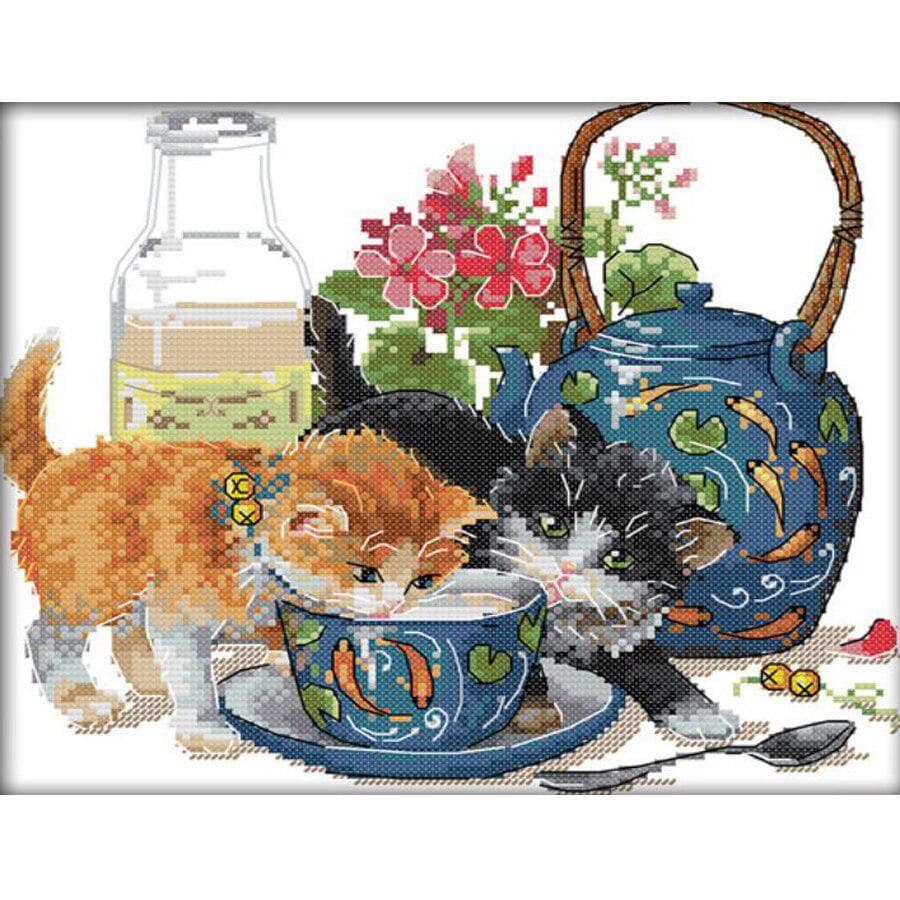 Diamond Painting Kitten Cross Stitch Rhinestone Image Diamond Embroidery Flowers Cat Icon Kid 20X30CM