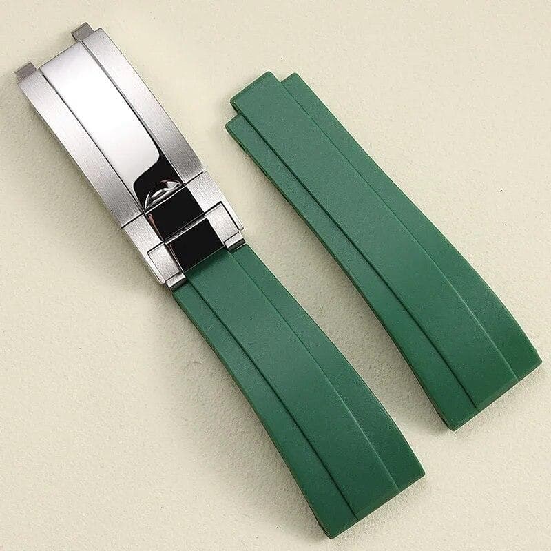 21 20mm Black Blue Brown Blue Rubber Watchband For Rolex Submariner DMT Daytona Strap Tape Delpoyment Clasp With Crown Logo 17 21mm with logo