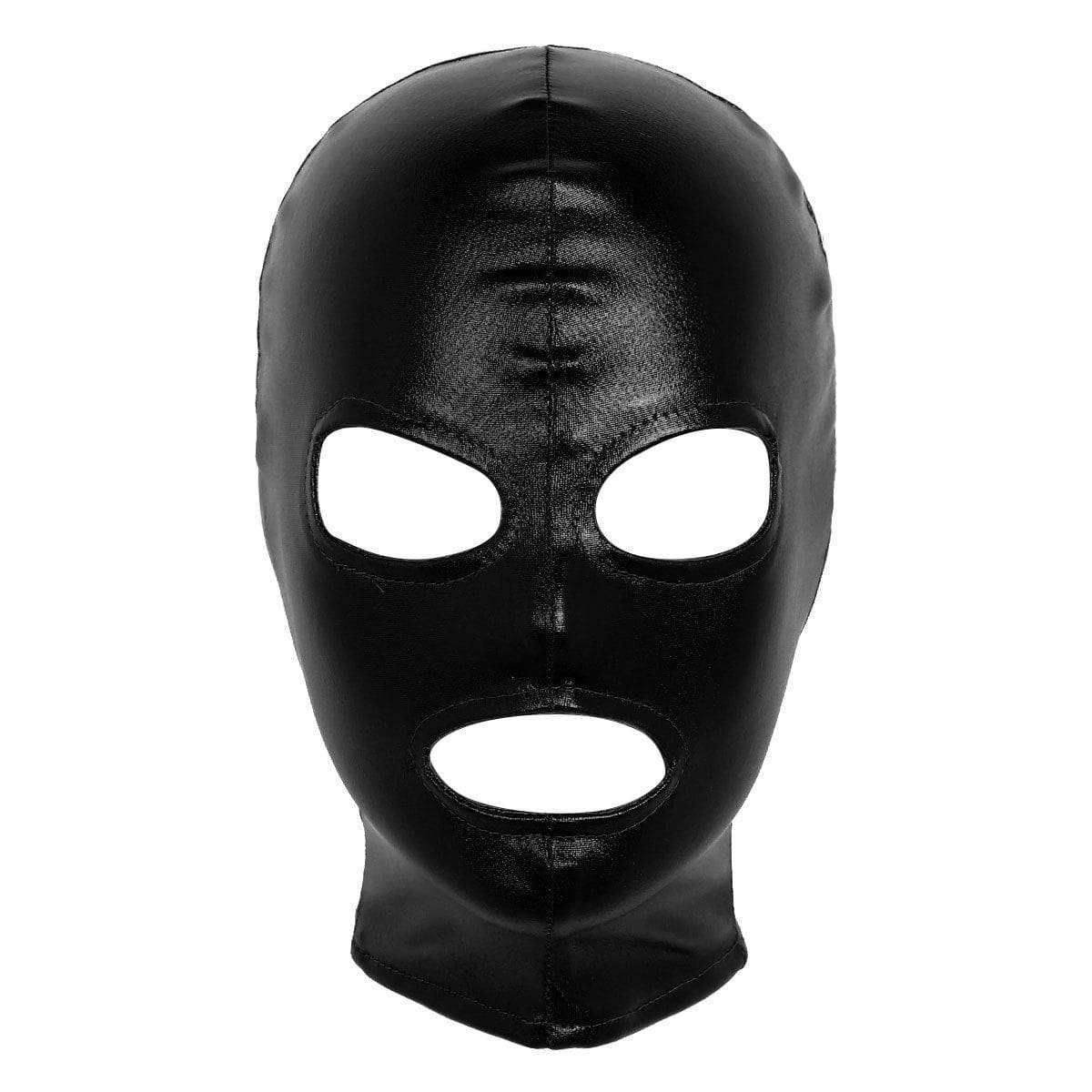 Unisex Latex Full Cover Zentai Hood Mask Open Eye Mouth Face Cover Costume black