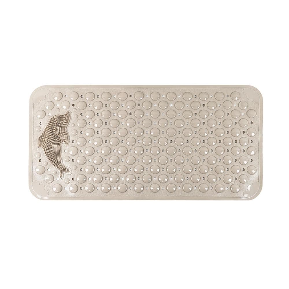 Silicone World Bathroom Anti-skid Mats PVC Shower Anti Fall Foot Mat Dolphin Massage Suction Cup With Drain Hole Floor Mat khaki