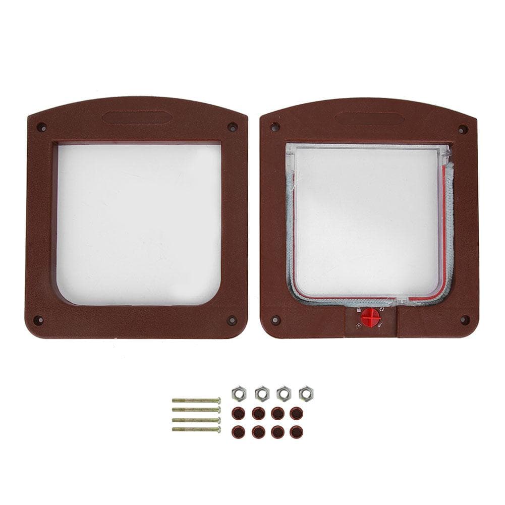 Square PP Controllable Switch Pet Door Dog Cat Flap Door Coffee Color