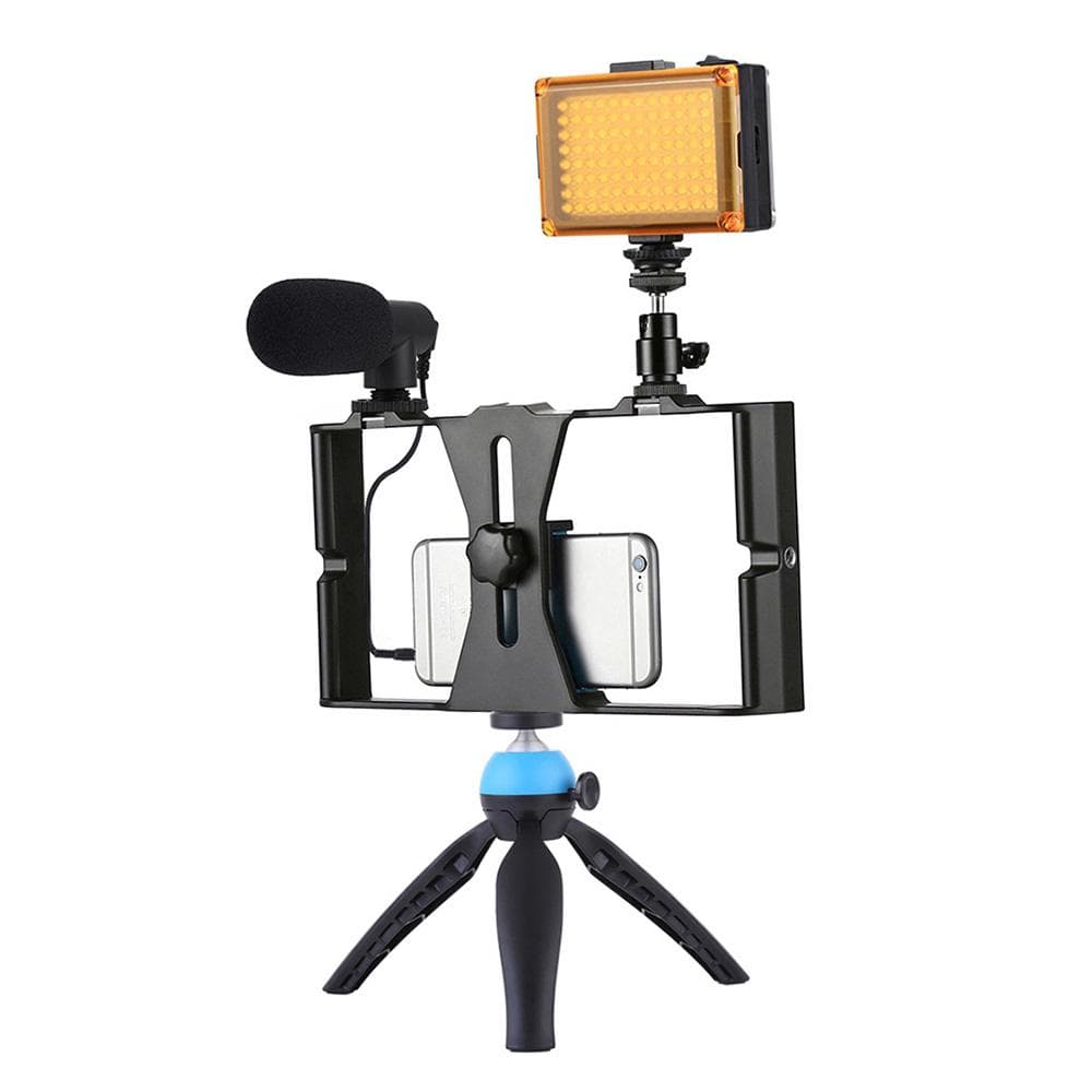 PULUZ PKT3023 Smartphone Handheld Filmmaking Video Rig + 96 LEDs LED Studio Light + Video