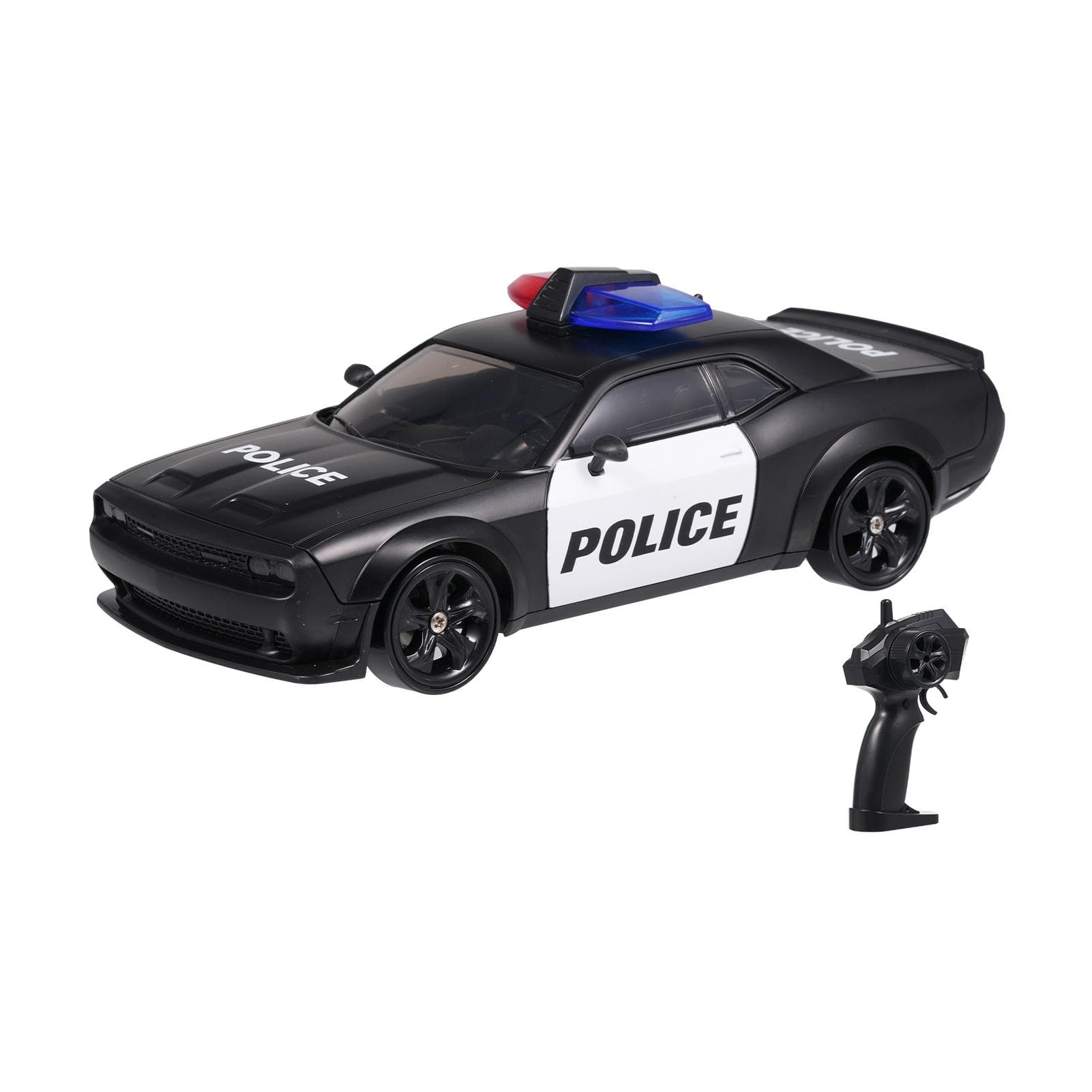Police Car Remote Control Toy for Kids, 4WD Drift Car Toy with Lights 3 Rechargeable Batteries, Type A 1 Battery