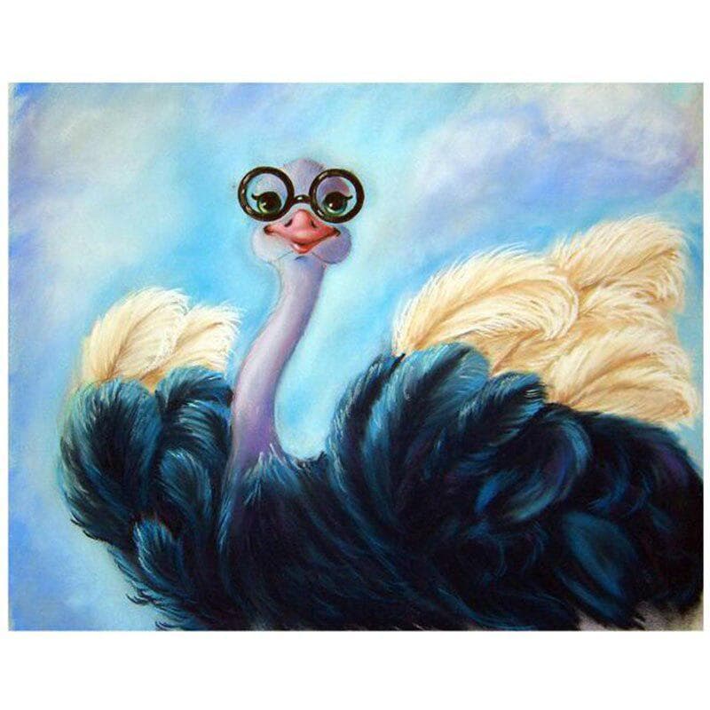 DIY Diamond Embroidery Glasses Ostrich Diamant Painting Cross Stitch 20X30CM