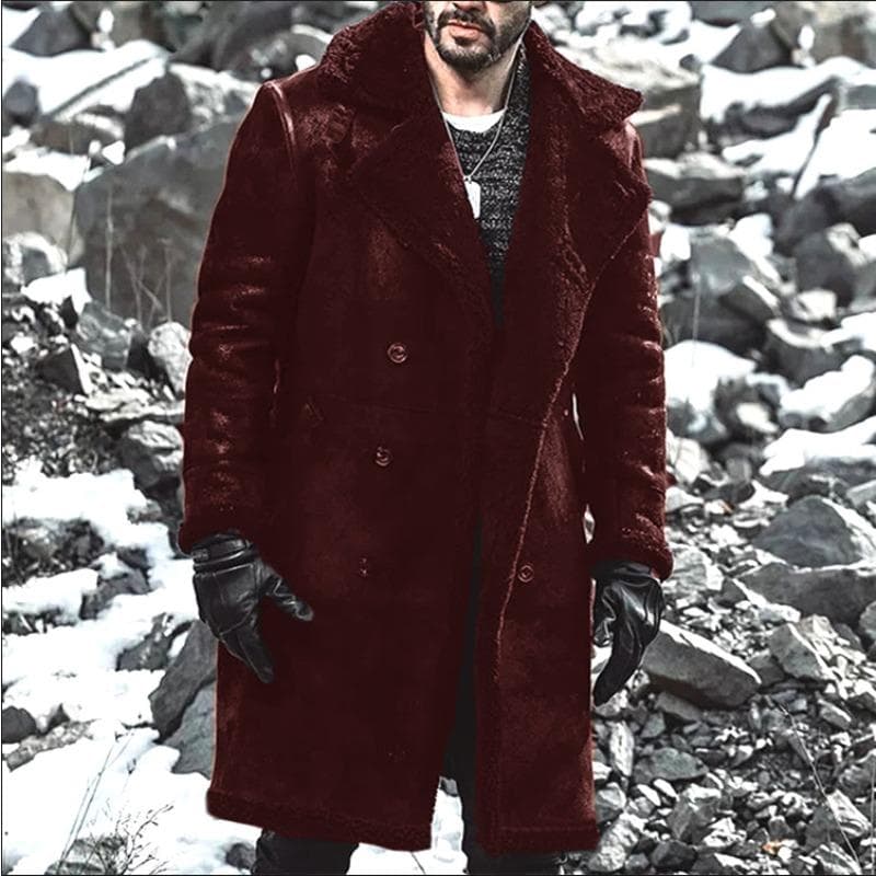 Men's Fur All-in-one Warm Jacket Lambswool Imitation Fur Coat 4XL