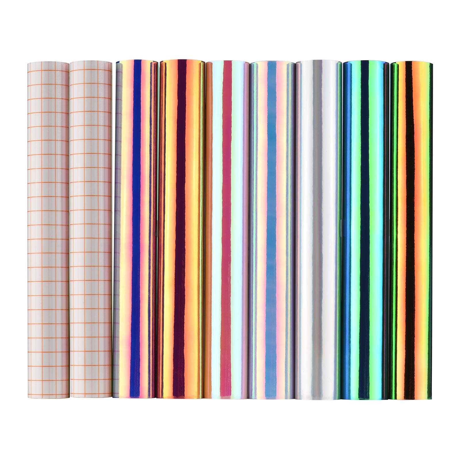 Holographic Adhesive Craft Vinyl 30.5x30.5cm/12x12In 7 Assorted Colors with 2 Pieces of Transfer multicolour