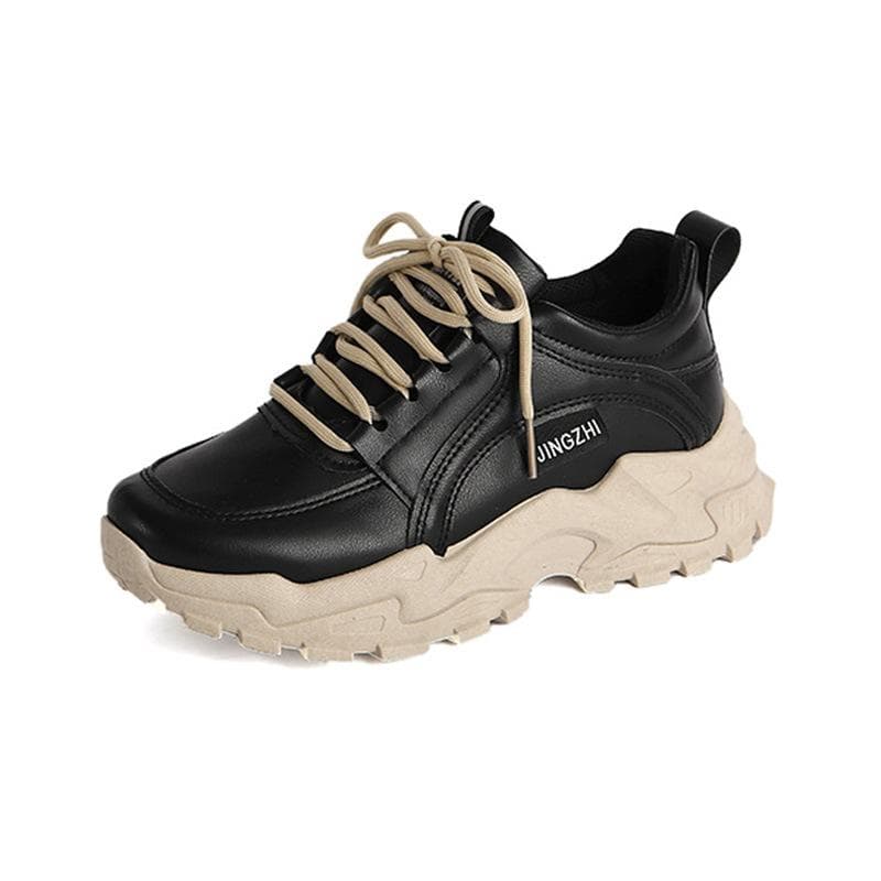 Women's Fashion New Women's Casual Shoes Waterproof Breathable Daddy Shoes Versatile Slow Walking Wind Sports Walking Shoes 40 black