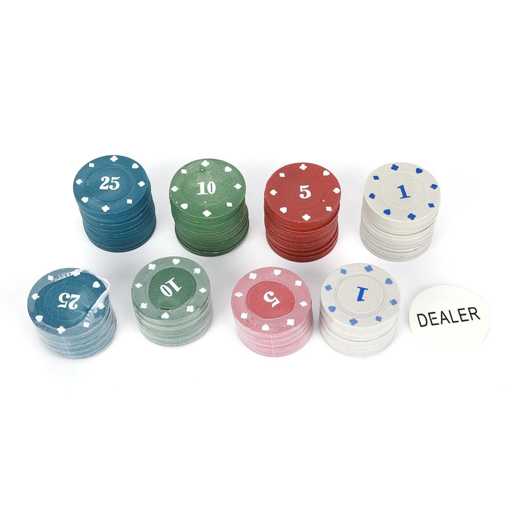 100PCS Poker Chips Cards with Dealer Chip Portable Carrying Case for Children Adults