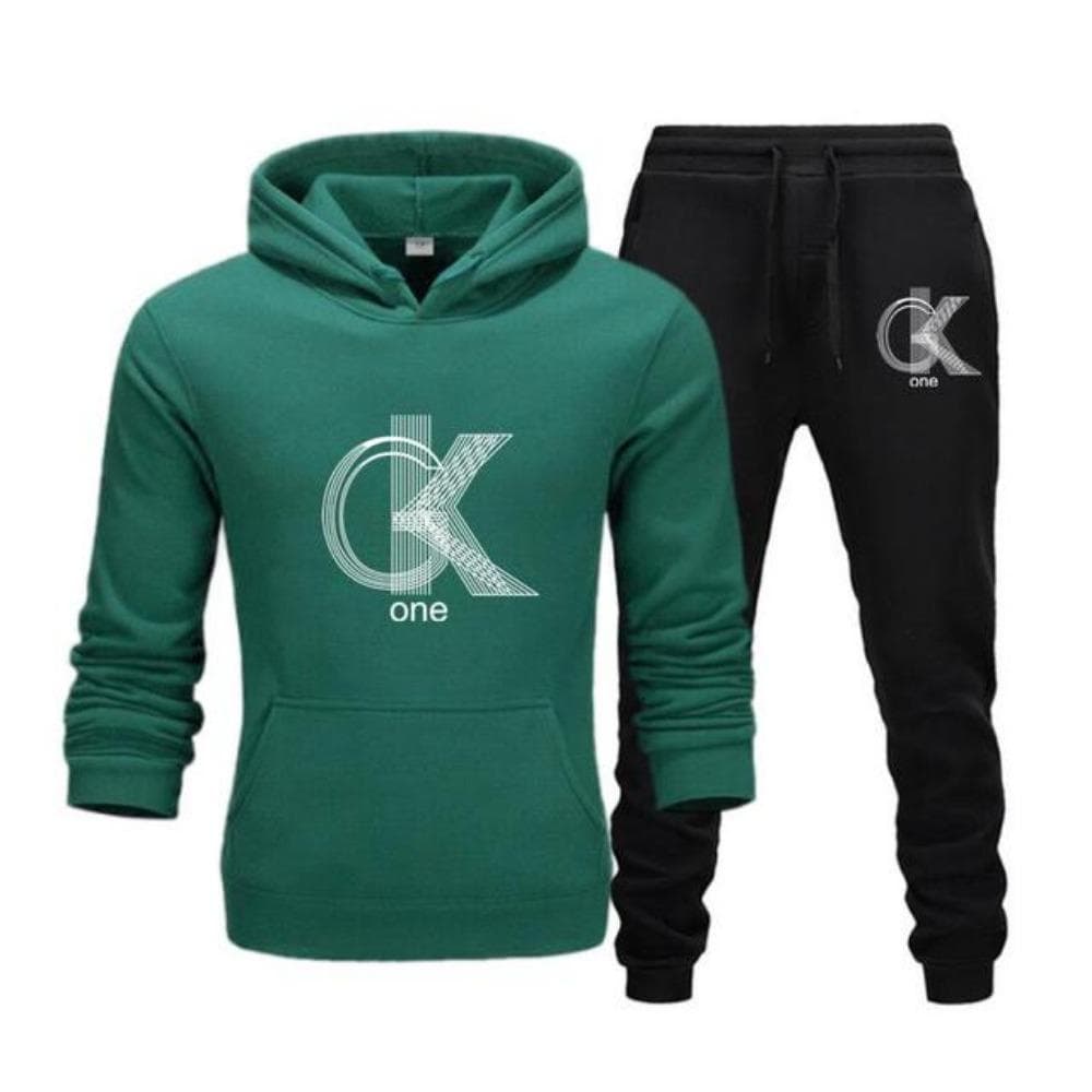 Men's Fashion Printed Hoodie+Pants Set, Casual Sportswear+Sportswear Set M
