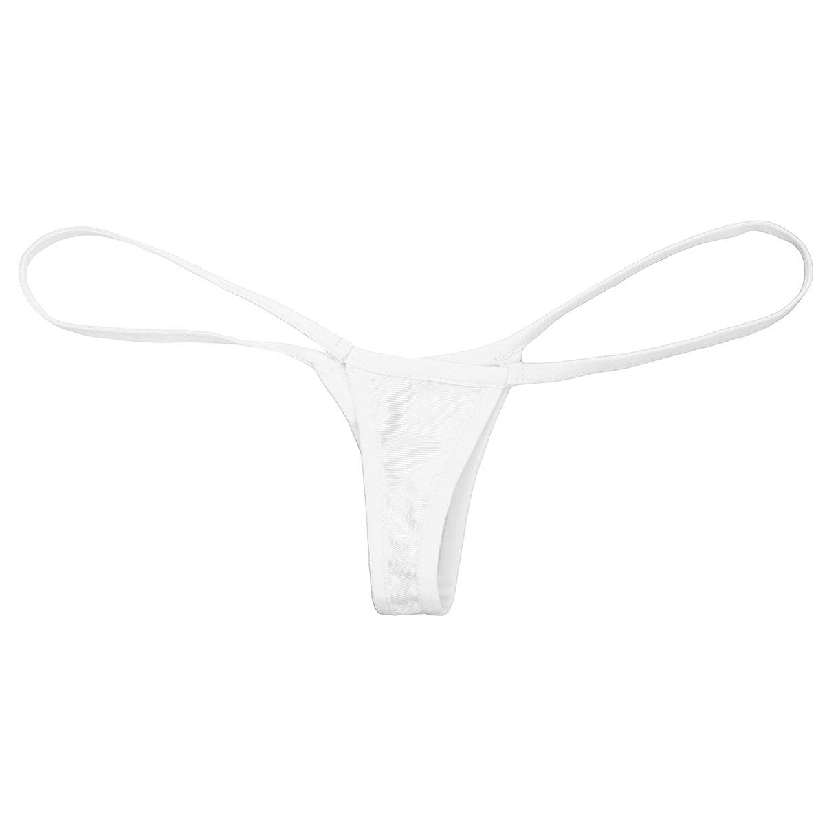 Women's Stretchy Low Rise Micro Mini G-String T-Back Thongs Bikini Lingerie Underwear white