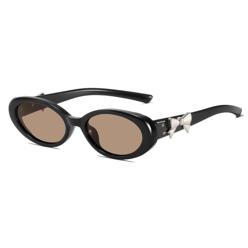 Retro Sunglasses Women Luxury Brand Designer Bow Small Oval Sun Glasses Ladies UV400 Cute Sexy Black Eyewear