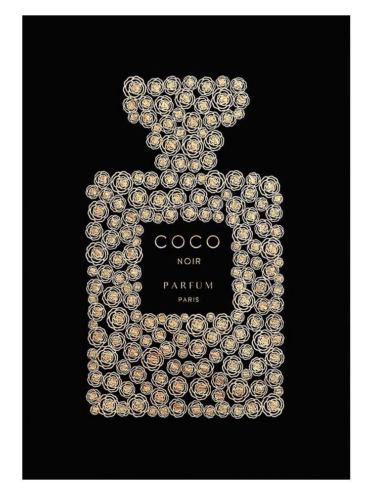 Fashion Luxury Coco Perfume Bottle Canvas Painting Nordic Flower Poster Print Wall Picture Modern Girl Room Decor Quadro Cuadros 70x120cm No Fram