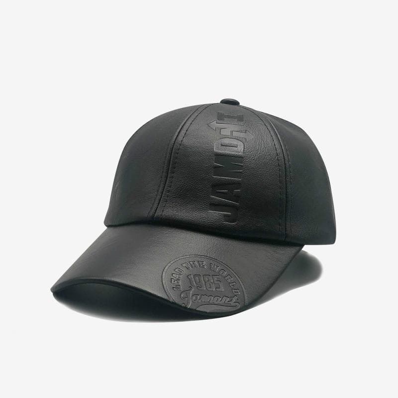 Autumn and Winter Unisex Outdoor Warmth Hat PU Leather Baseball Cap Leisure Sports Middle-aged Windproof Hat Travel Hats Cycling Cap Ski Caps black