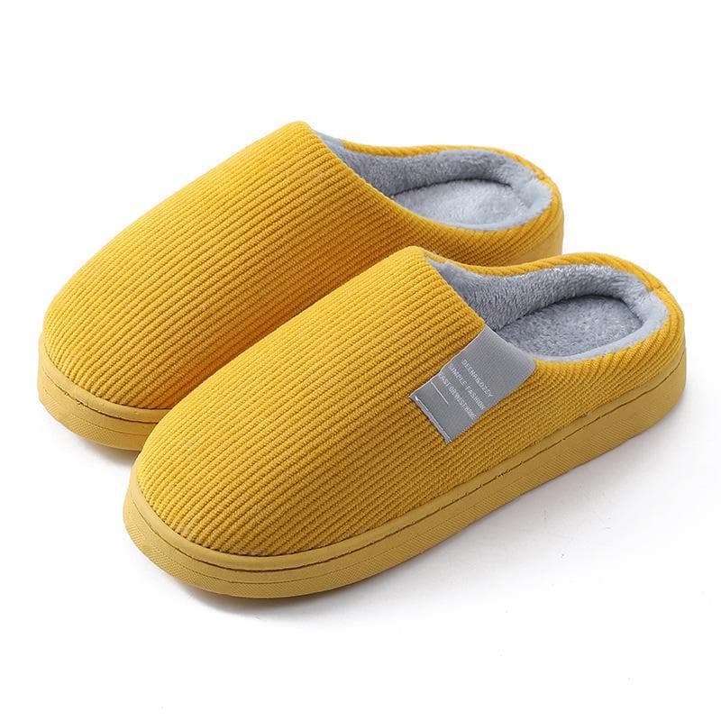 Women's and Men's Thick-Soled Cotton Slippers for Autumn/Winter - Cute Indoor/Outdoor Couple Style. 36-37 yellow