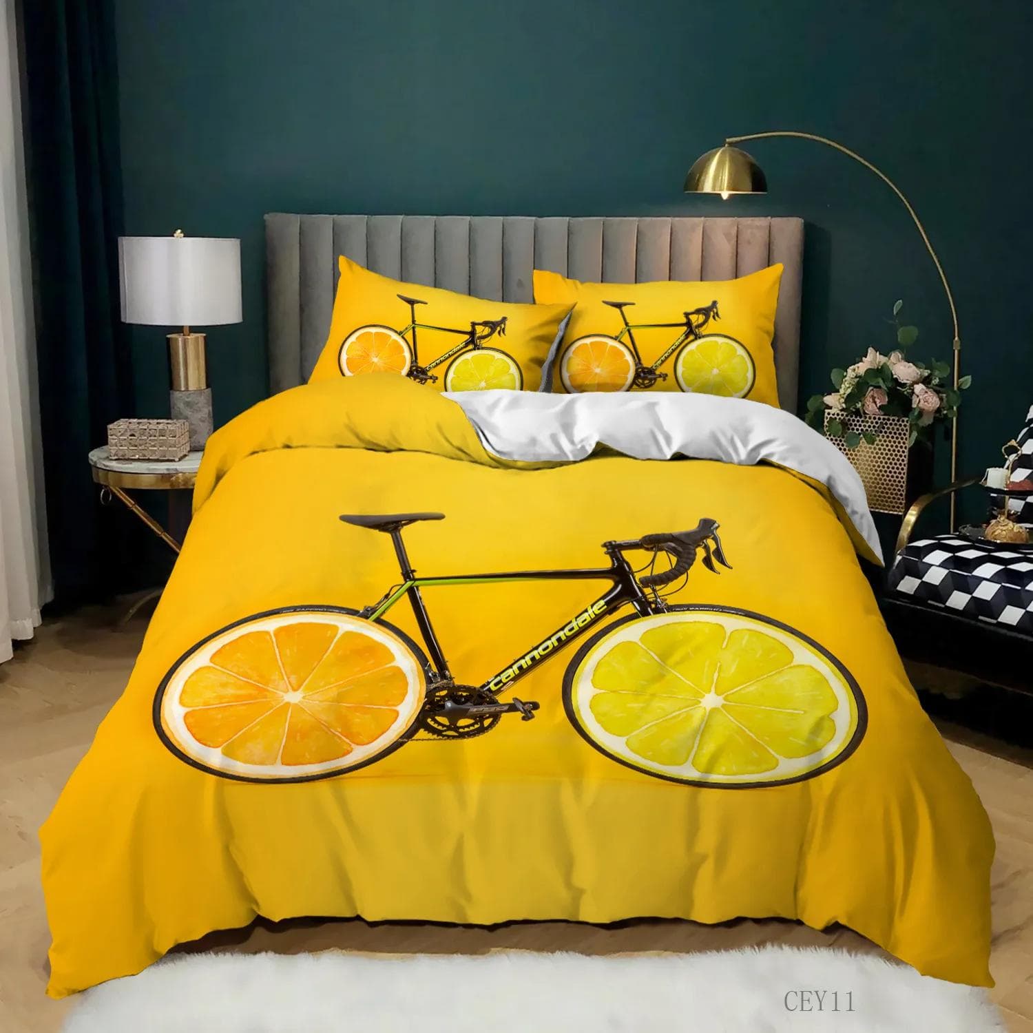 Bicycle Duvet Cover Set,Bike Sketch Artwork, Decorative 3 Piece Bedding Set with 2 Pillow Shams,Queen King Size with Quilt Cover EU single(135x200cm)