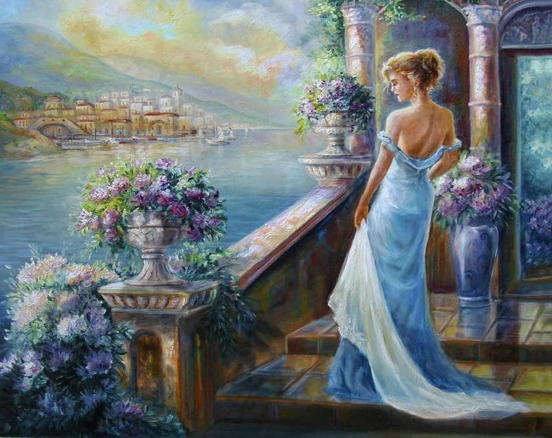Embroidery Handicraft Waiting for Beauty Landscape Diamond Painting Cross Stitch Full Round European 20X30CM