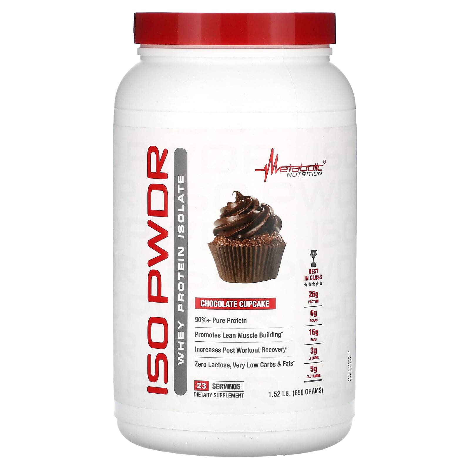 Metabolic Nutrition, ISOpwdr, whey protein isolate, chocolate cupcake, 1.52 lb (690 g)