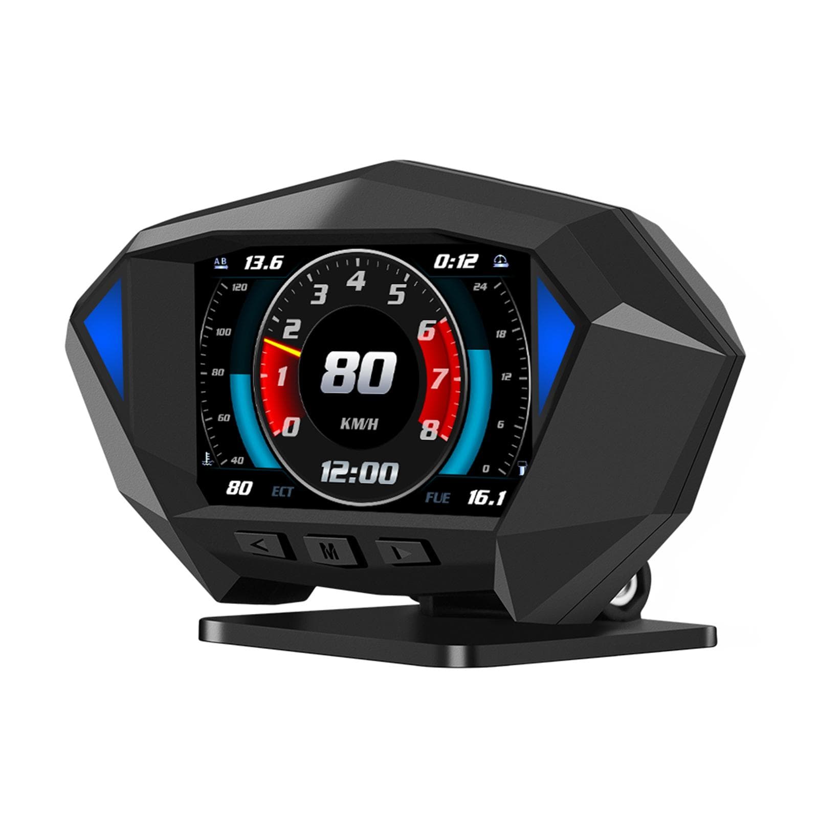 Smart Car Inclinometer Level Tilt Meter Digital HUD GPS Speed Meter OBD Speedometer Display Speed, black