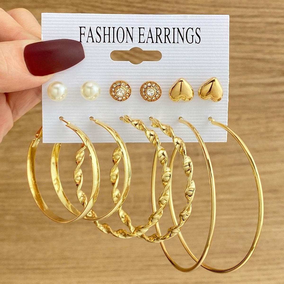 Diamond Love Earrings Large Round Twisted Hoop Round Pearl Earrings Set Gold Elegant Glamorous Large Atmosphere Pair Jewelry Gift gold