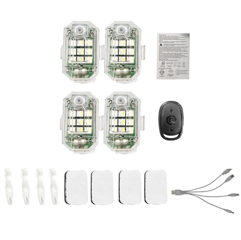 4pcs LED Strobe Light Car Warning Light Rechargeable Night Light Aircraft Lights with 7 Light 4pcs transparent