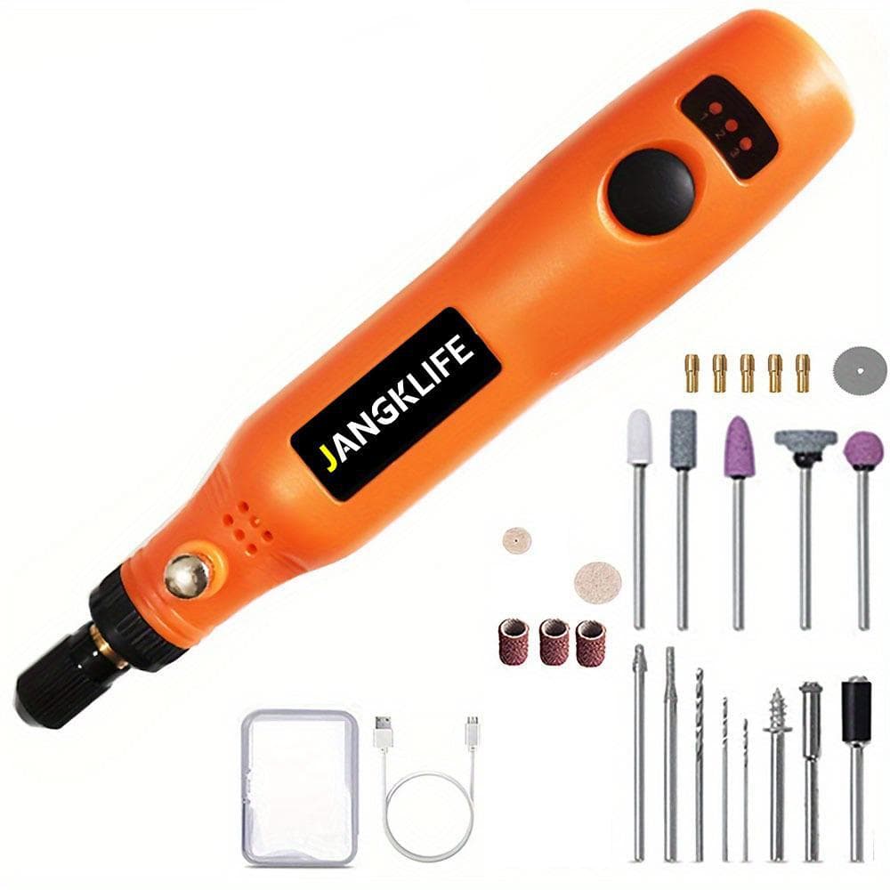 Cordless Rotary Tools USB Charging Grinder Set Wireless Engraving Pen DIY Polish Rotary Carve Tool Set orange