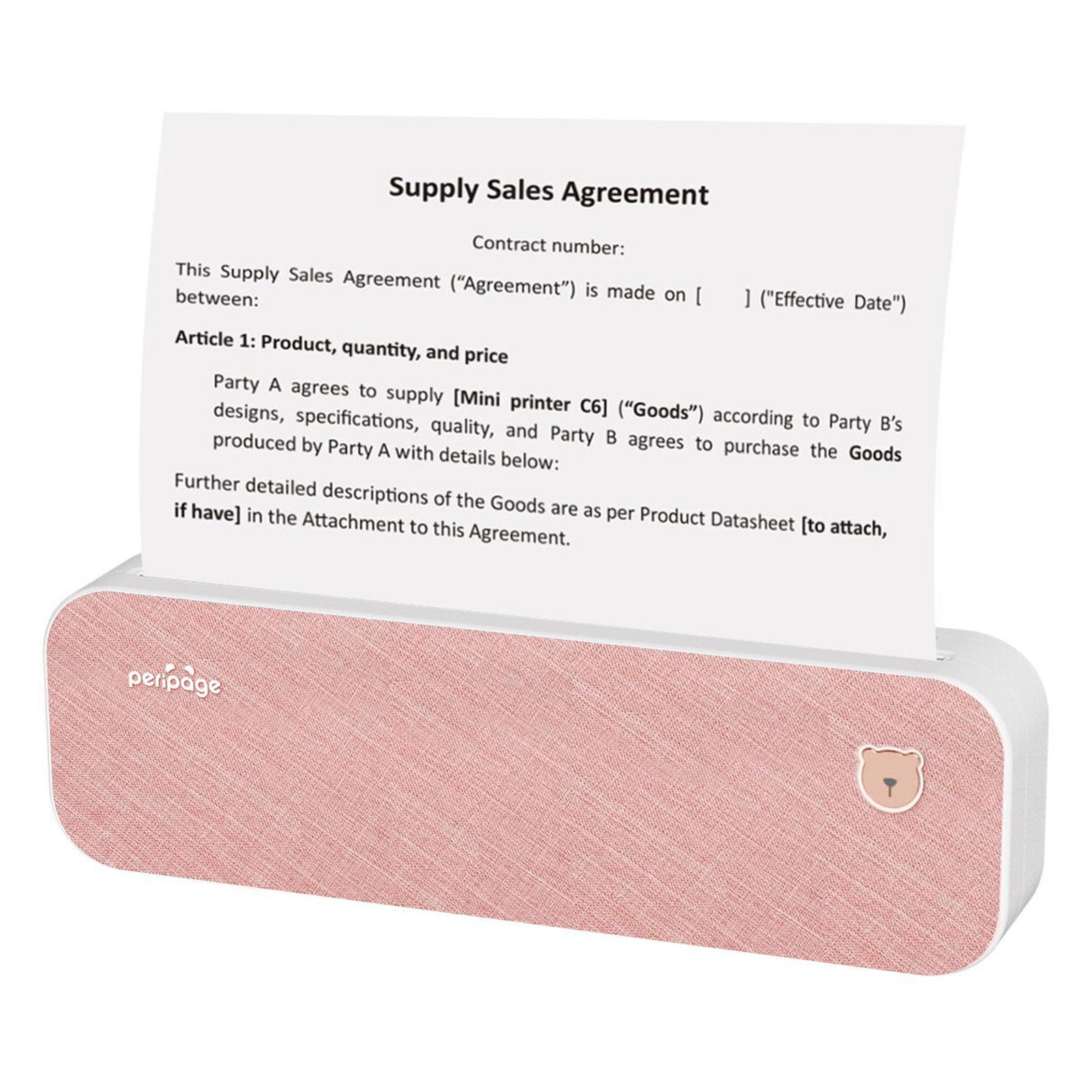 PeriPage A4 Paper Printer Direct Thermal Transfer Wirless Printer Mobile 210mm Mini Mobile Photo pink
