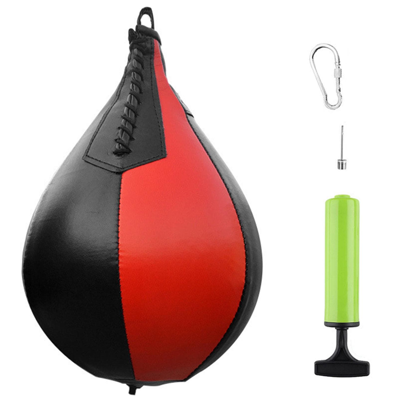 Boxing Speed Ball PU Leather MMA Muay Thai Training Striking Bag Kit Boxing Punch Ball with Inflator Pump black/red