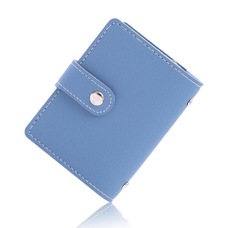 New Anti-theft ID Credit Card Holder Fashion Women's 26 Cards Slim PU Leather Pocket Case Purse Wallet Bag for Women Men Female One Size blue