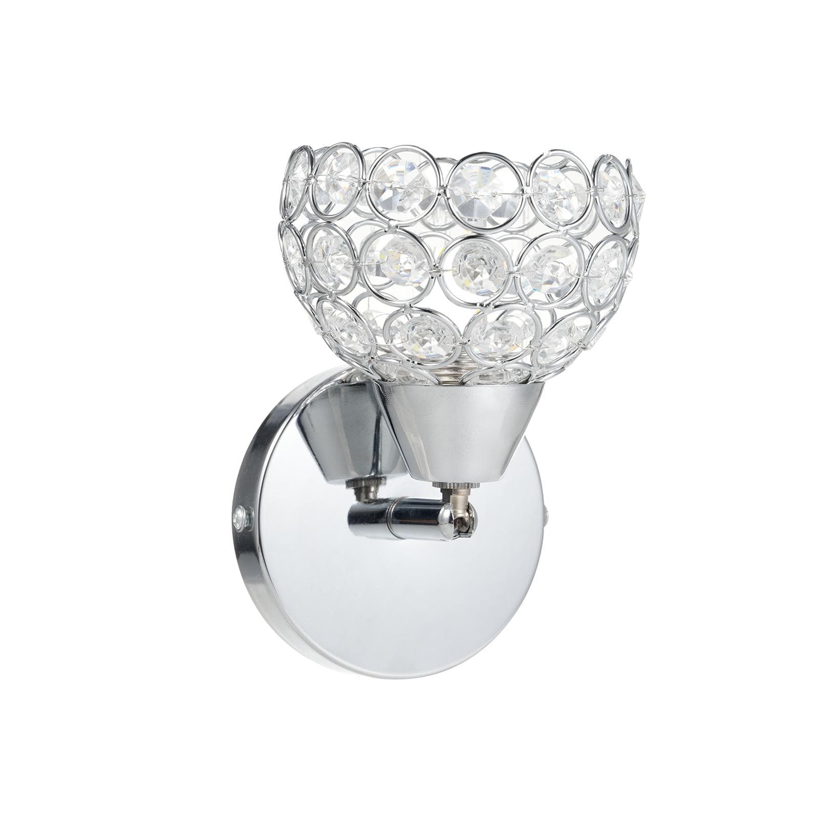 Crystal Wall Sconces Modern Wall Lamp E26 Socket Round Bedroom Bedside Wall Lights Dining Room E26 silver