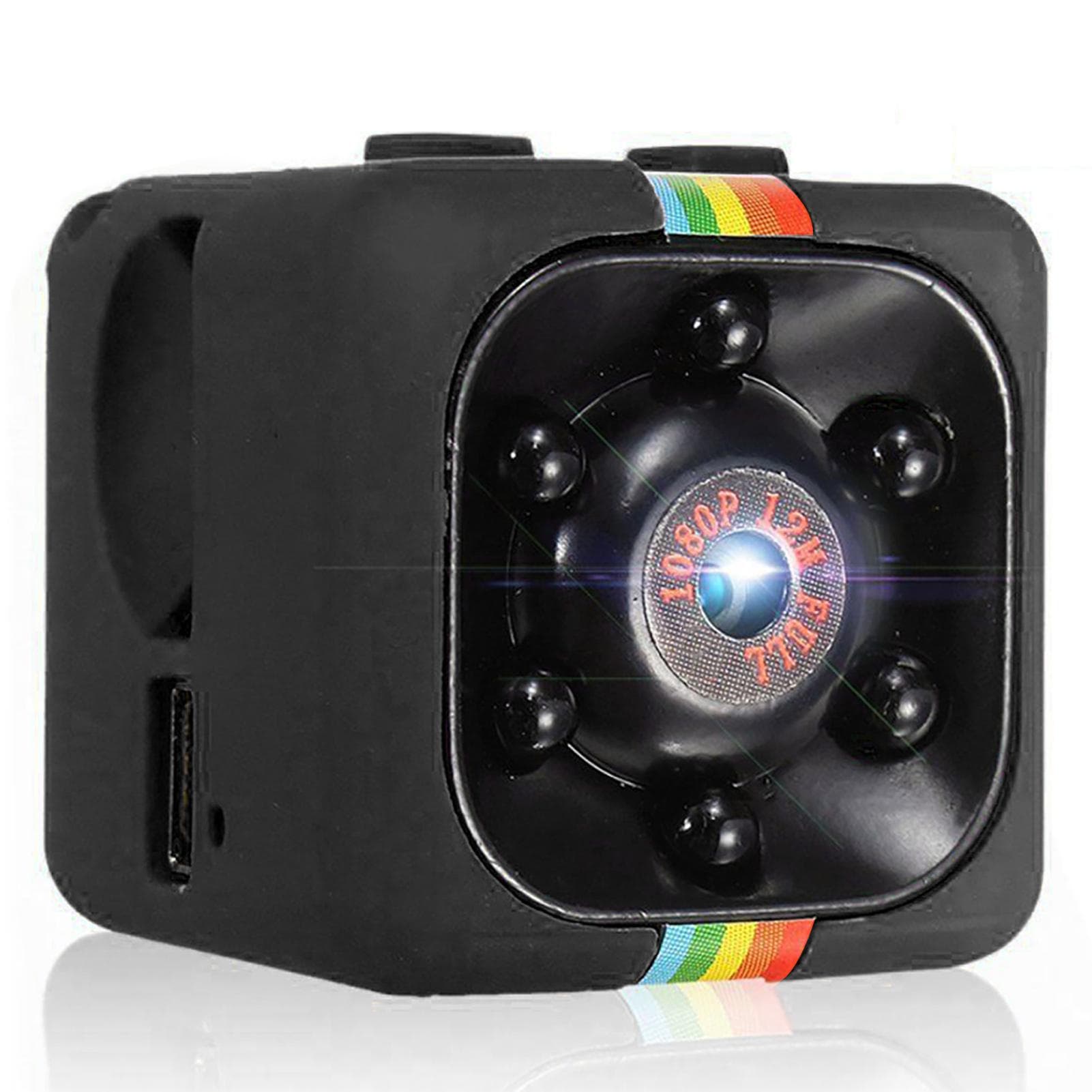 Mini Camera 1080P Smart Action Camera Coloured High Definition Loop Recording Night Vision Mini black