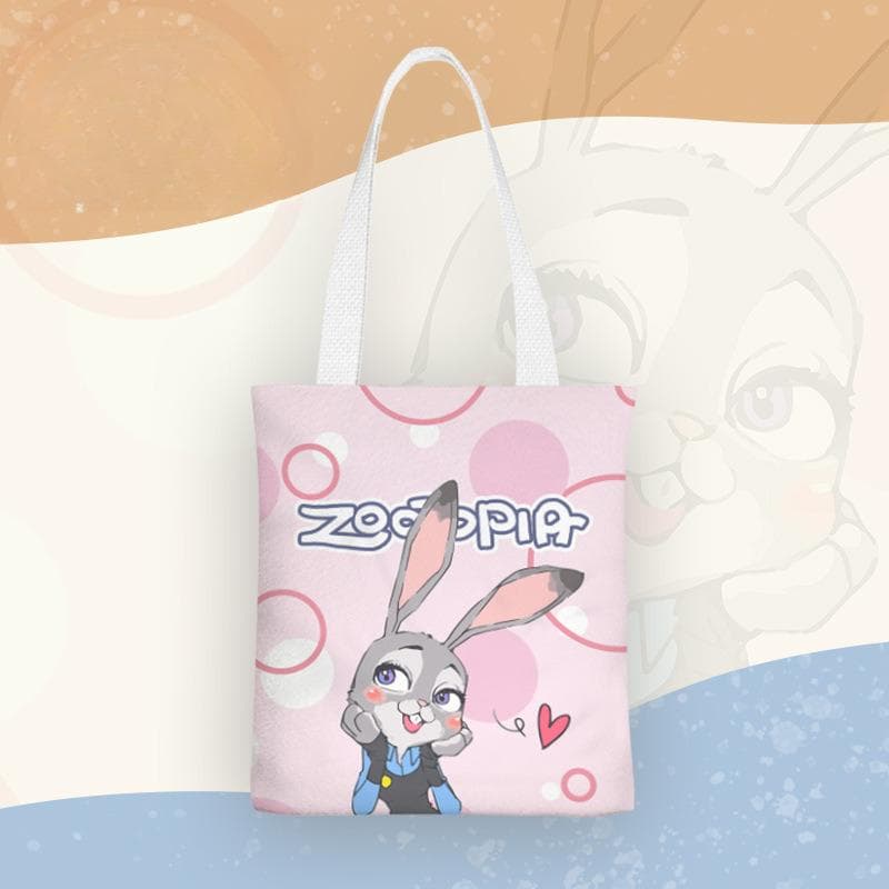 Zootopia Cartoon Canvas Bag, Women's Casual Shoulder Bag Shopping Bag 0163 no zipper and no inner pocket