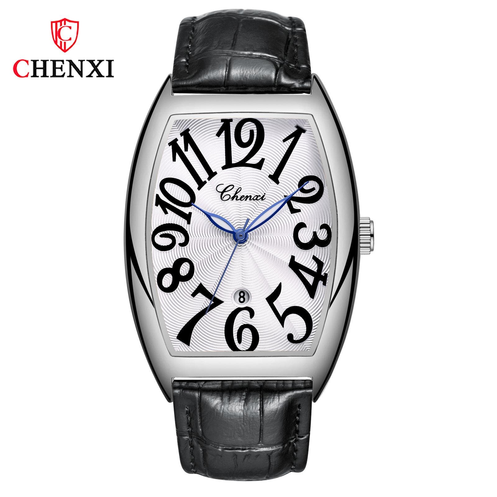 CHENXI Watch For Man Leather Strap Luxury Fashion Luminous Watches Quartz Calendar Waterproof Wristwatches Men's Clock black/white