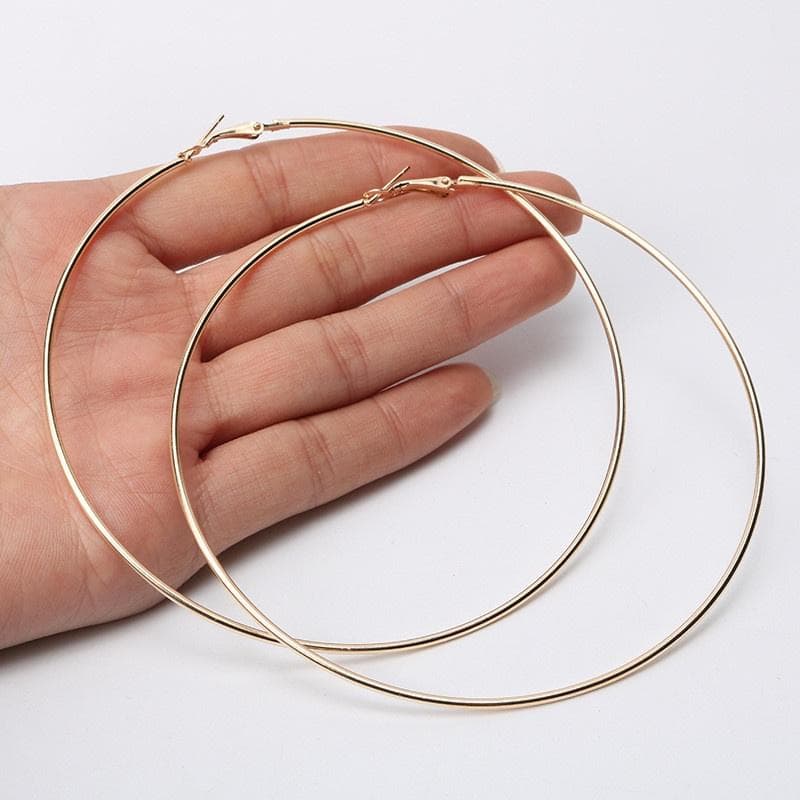 Big Size 90mm 100mm Hoop Earrings for Women Classic Round Gold Color Circle Women Jewelry Accessory 90 mm silver