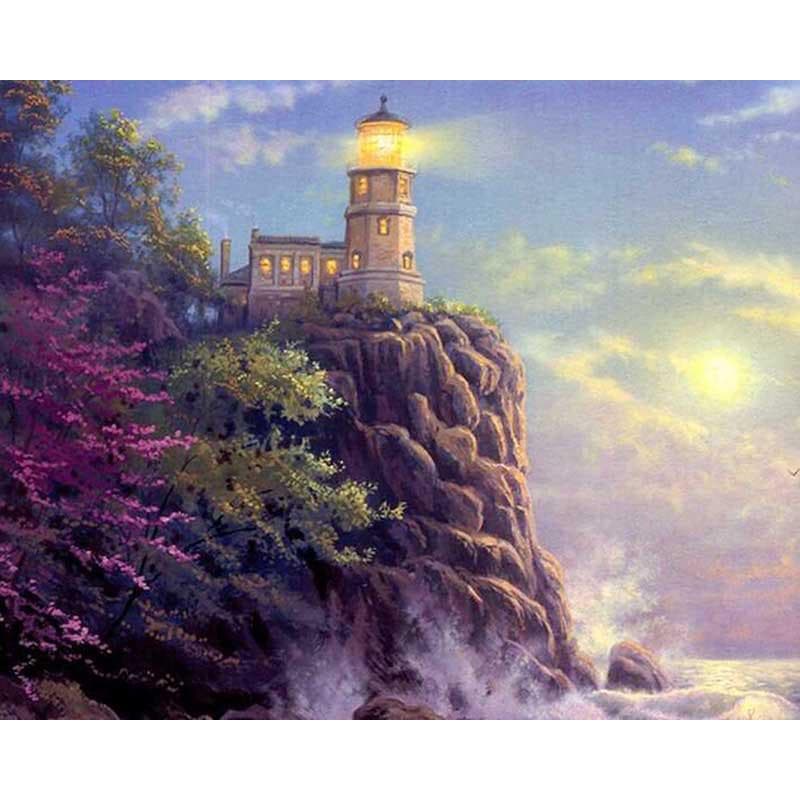 Scenery Seaside villa diamond painting Lighthouse Cross Stitch Mosaic Patterns Home decor 20X30CM