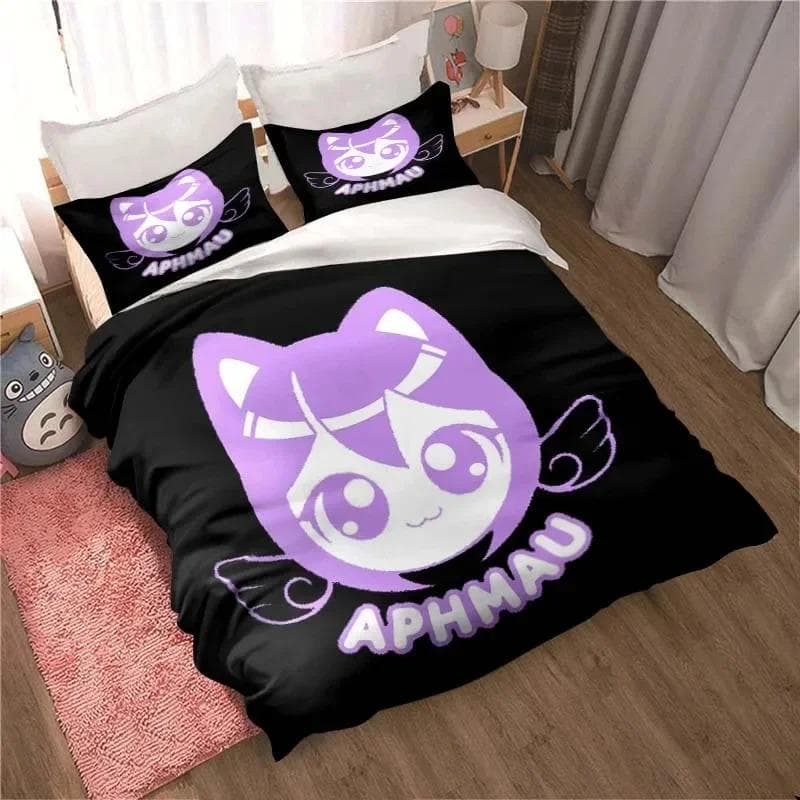 APHMAU Bedding Set Duvet Cover Set Single Double King Size Kawaii Cartoon Aphmau Adult boys Bedroom Duvet Cover and Pillow Case 70x133cm 2pcs