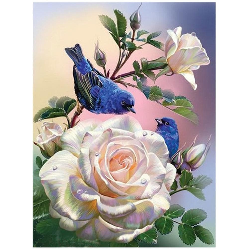 Diamond Painting Cross Stitch Rose Flower Bird Rhinestones Embroidery Mosaic Kit Picture Home 20X30CM