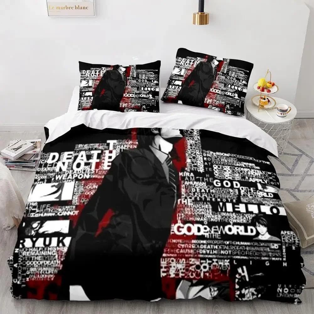 Death Note Bedding Set Single Twin Full Queen King Size Bed Set Adult Kids Bedroom Duvet cover Sets 3D Print Anime Death Note AU Double 180x210cm
