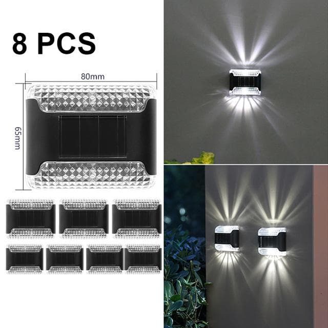 1/4/8PCS Solar LED Garden Solar Light Street Solar Light Solar Powered Fence Lights Outdoor Garden Path Waterproof Wall Lamp 8 PCS white