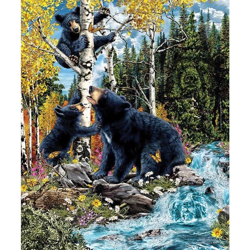5D DIY Diamond Painting Black Bear Embroidery Cross Stitch Rhinestone Mosaic Home Decor 20X30CM